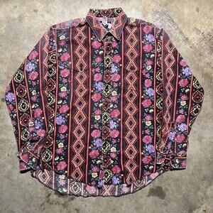 Vintage 70s 80s Wrangler X-Long Tails Floral Western Shirt